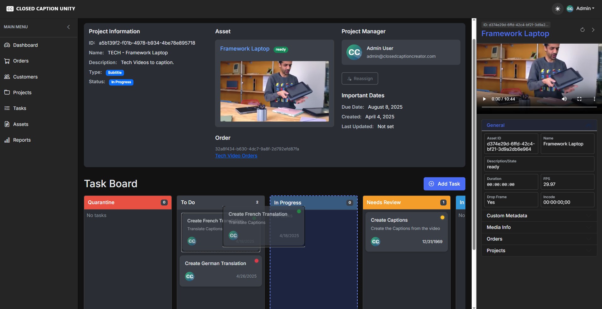 Project Management Interface